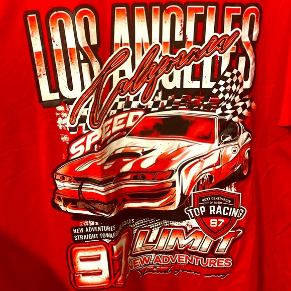 Shein Graphic Tee Los Angeles CA 97 Limit Adventures Top Racing Shirt 2xl New - Picture 6 of 6